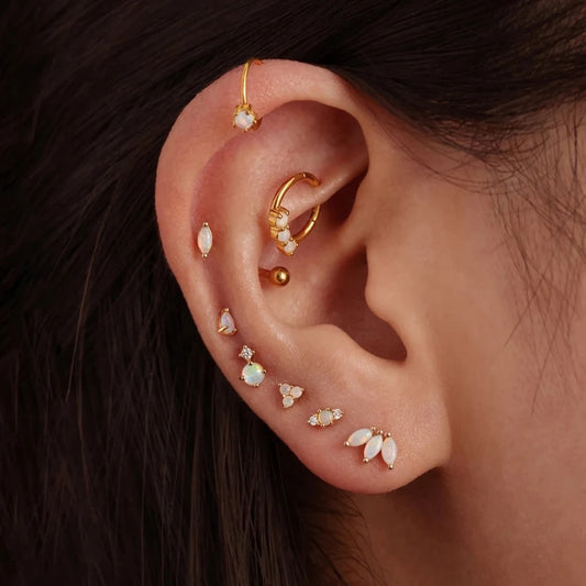 Opal Gold Flat Back Earrings