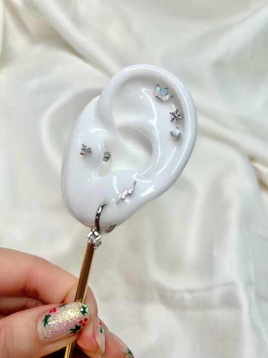 Opal Silver Flat Back Earrings