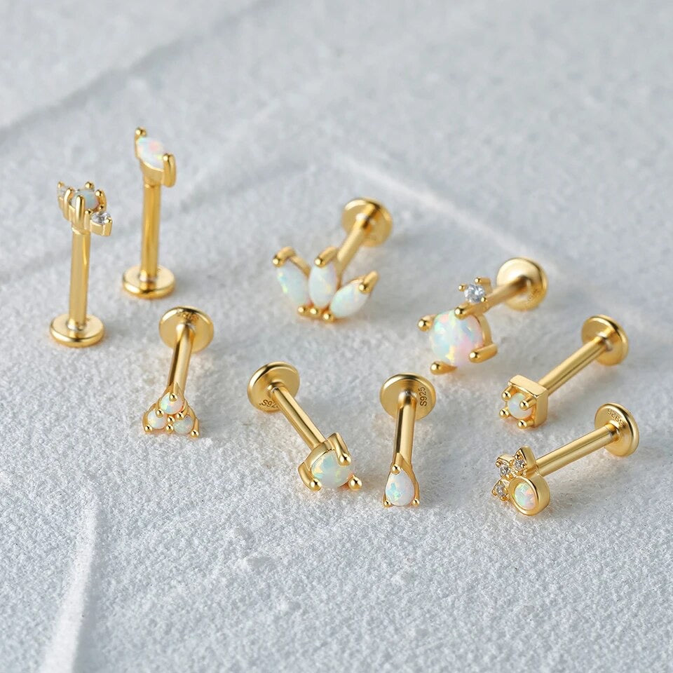 Opal Gold Flat Back Earrings