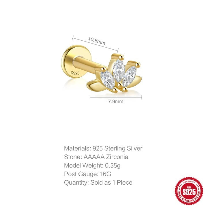 Lotus Flat Back Earrings