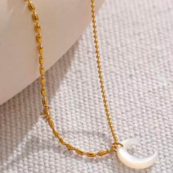 Crescent Moon Stone Necklace