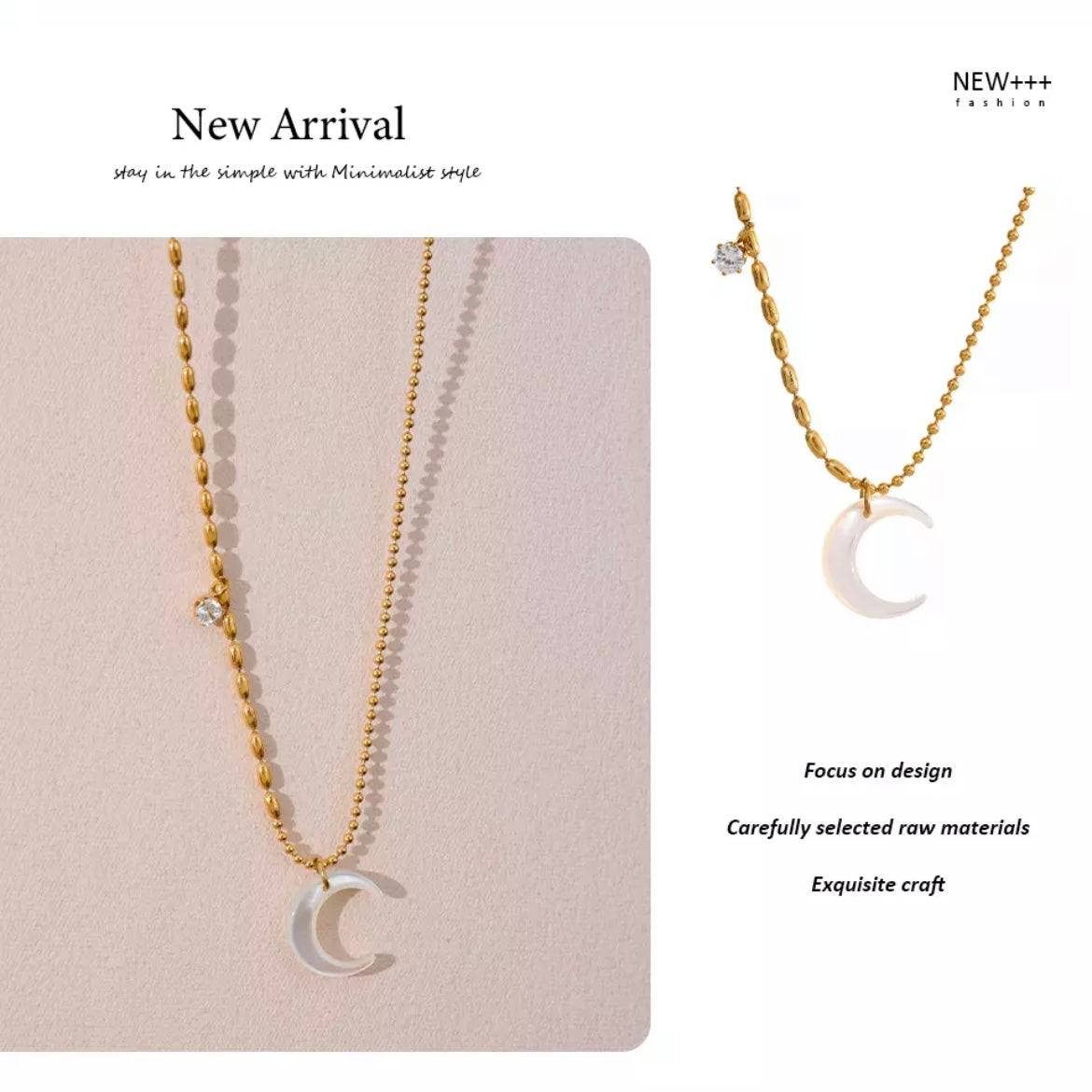 Crescent Moon Stone Necklace