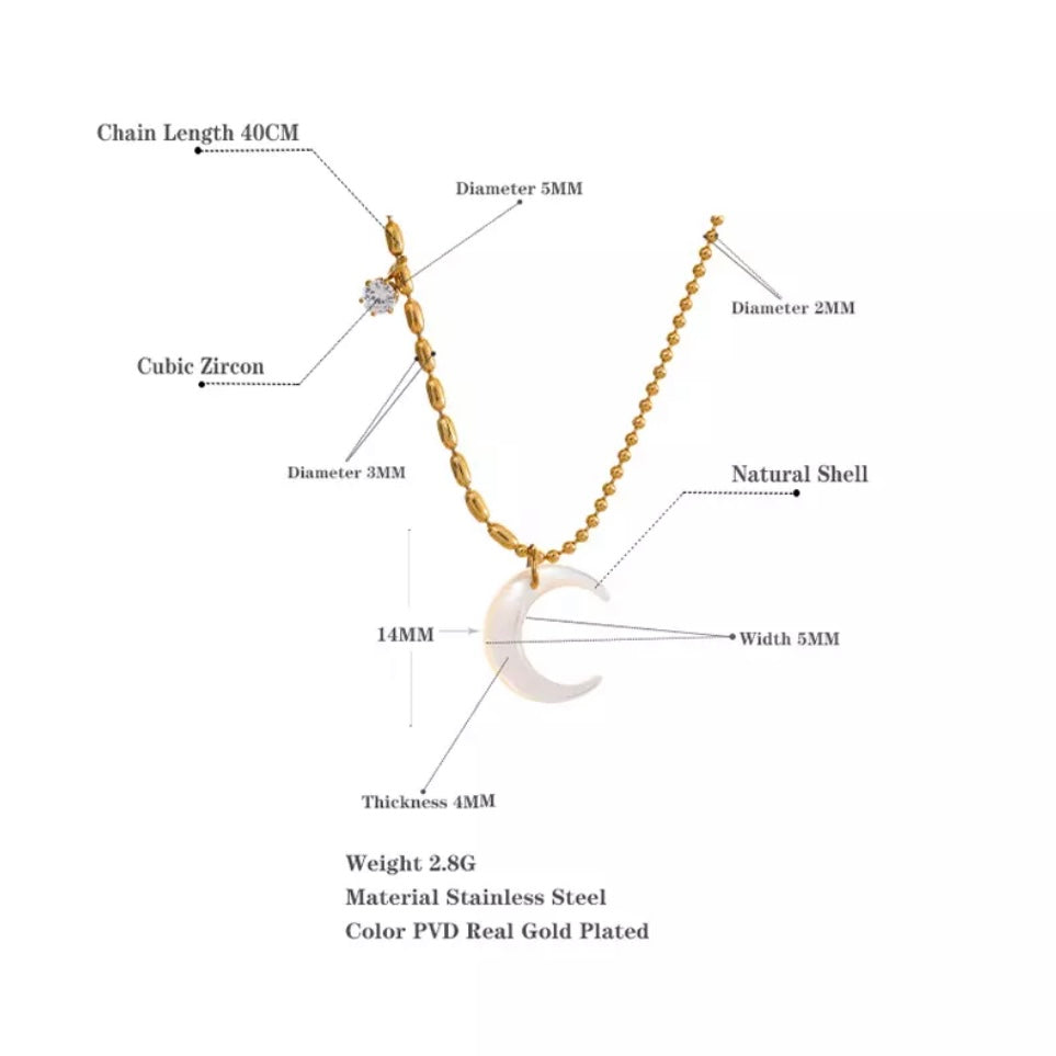 Crescent Moon Stone Necklace