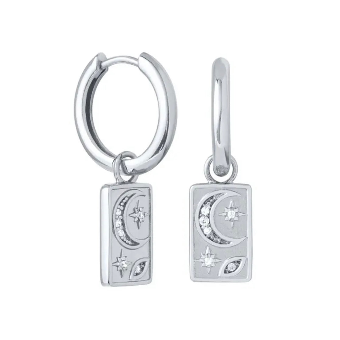 Crescent Star Huggie Earrings