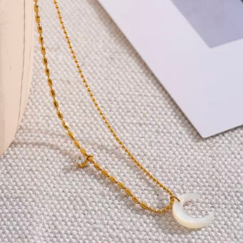 Crescent Moon Stone Necklace
