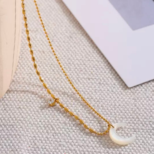 Crescent Moon Stone Necklace